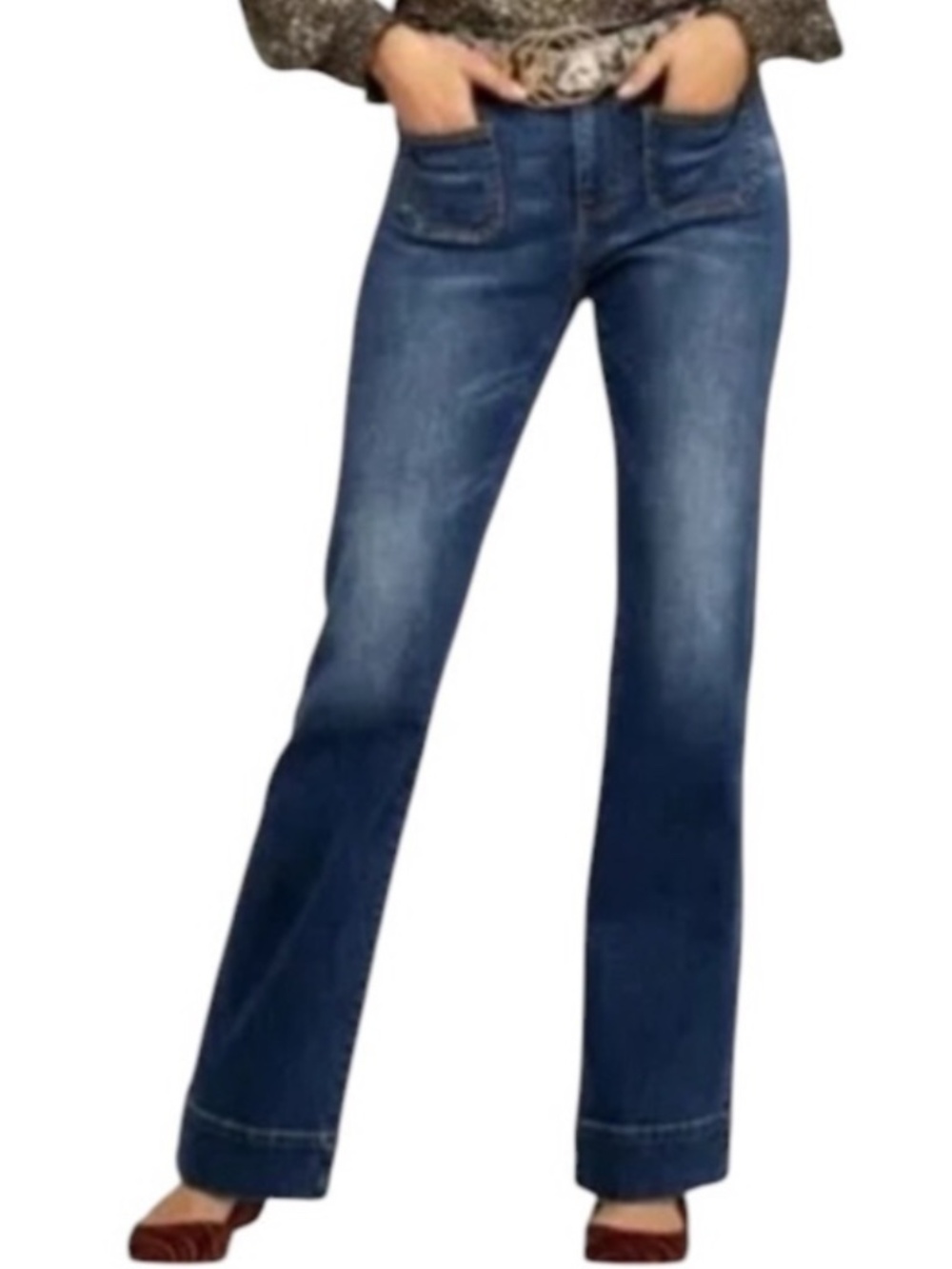 Cabi Patch Pocket Jeans Flared Leg Style 4151L Women's 6 Long Tall